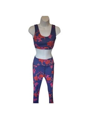 SHEIN two piece Sports Bra And Leggings Purple Floral Print Size Small